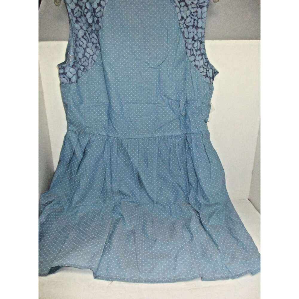 Sugar Kisses Junior's Plus Short Woven Polka Dot Dress Chambray Blue 2X New - Picture 2 of 2